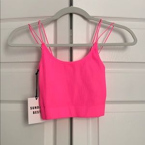 Aritzia Sunday Best Seamless Ribbed Cami Hot Pink